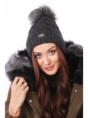 Geflochtene Wintermütze für Damen, Graphit C52 – Online-Shop – Boutique